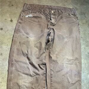 Vintage Dickies Pants Adult 32x32 Relaxed Fit Baggy Skater Grunge Mocha Faded